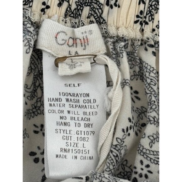 Ruffle Hem Skirt Large Black White Floral Paisley Boho Cottagecore Festival - Picture 5 of 13